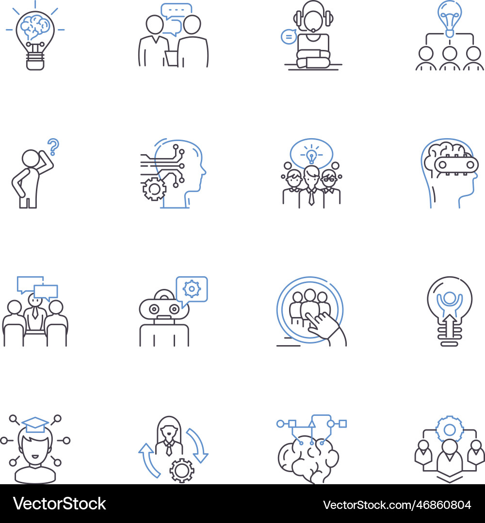 Problem solvers line icons collection innovators Problem solvers line icons collection innovators vector image