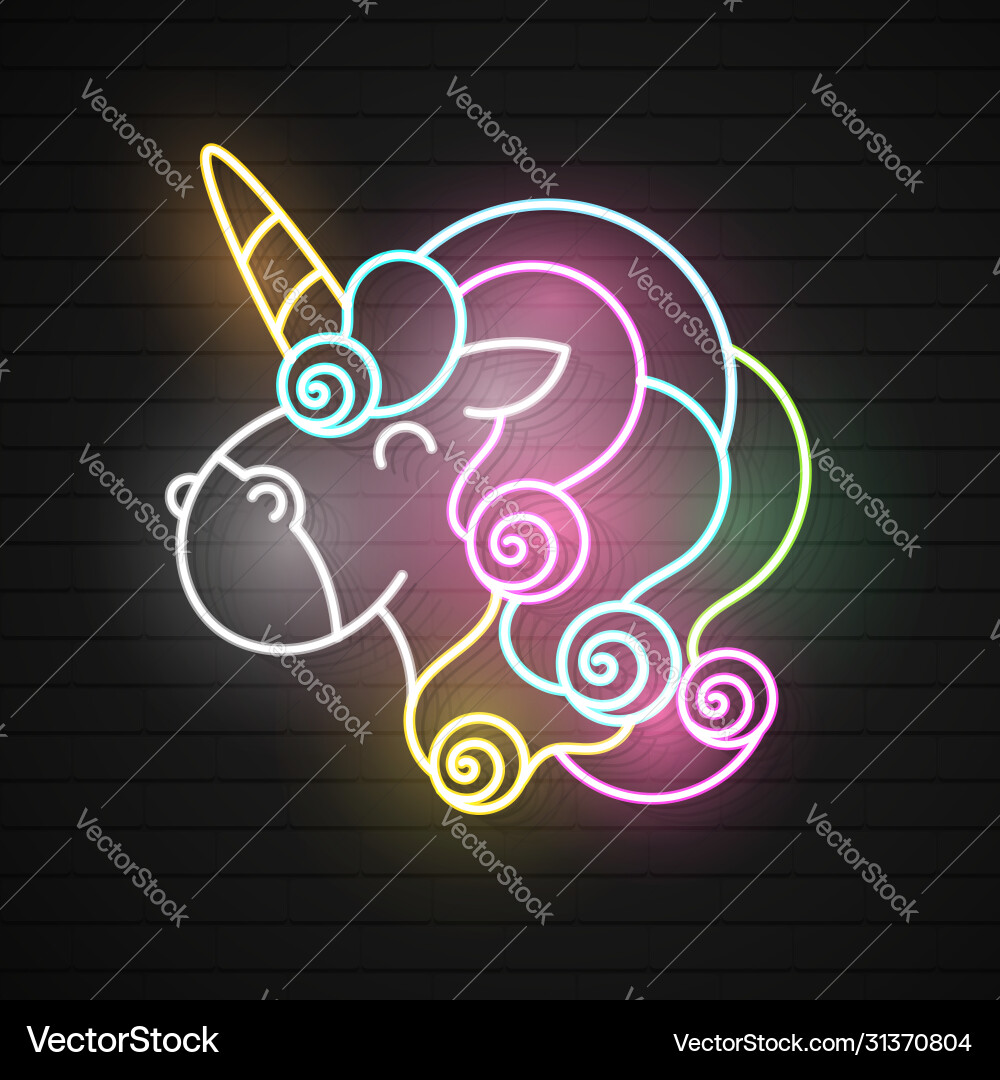 Realistic isolated neon retro sign unicorn Realistic isolated neon retro sign unicorn vector image