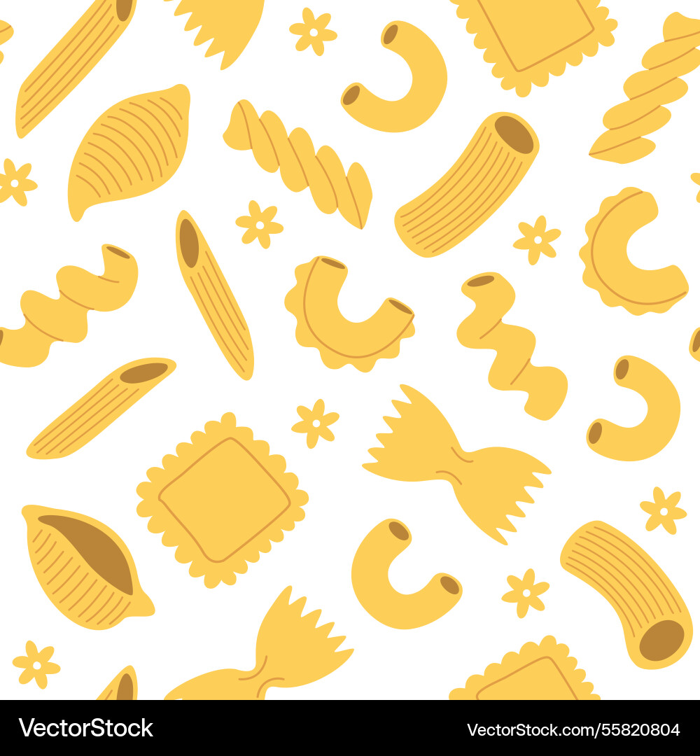 Seamless pattern with pasta and macaroni various Seamless pattern with pasta and macaroni various vector image