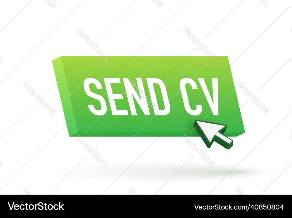 Send cv button in 3d style on blue background vector image