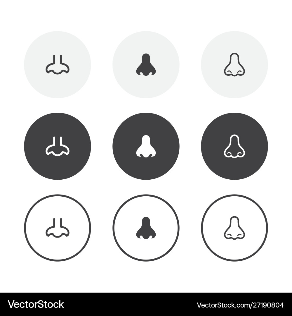 Set 3 simple design nose icons rounded vector image
