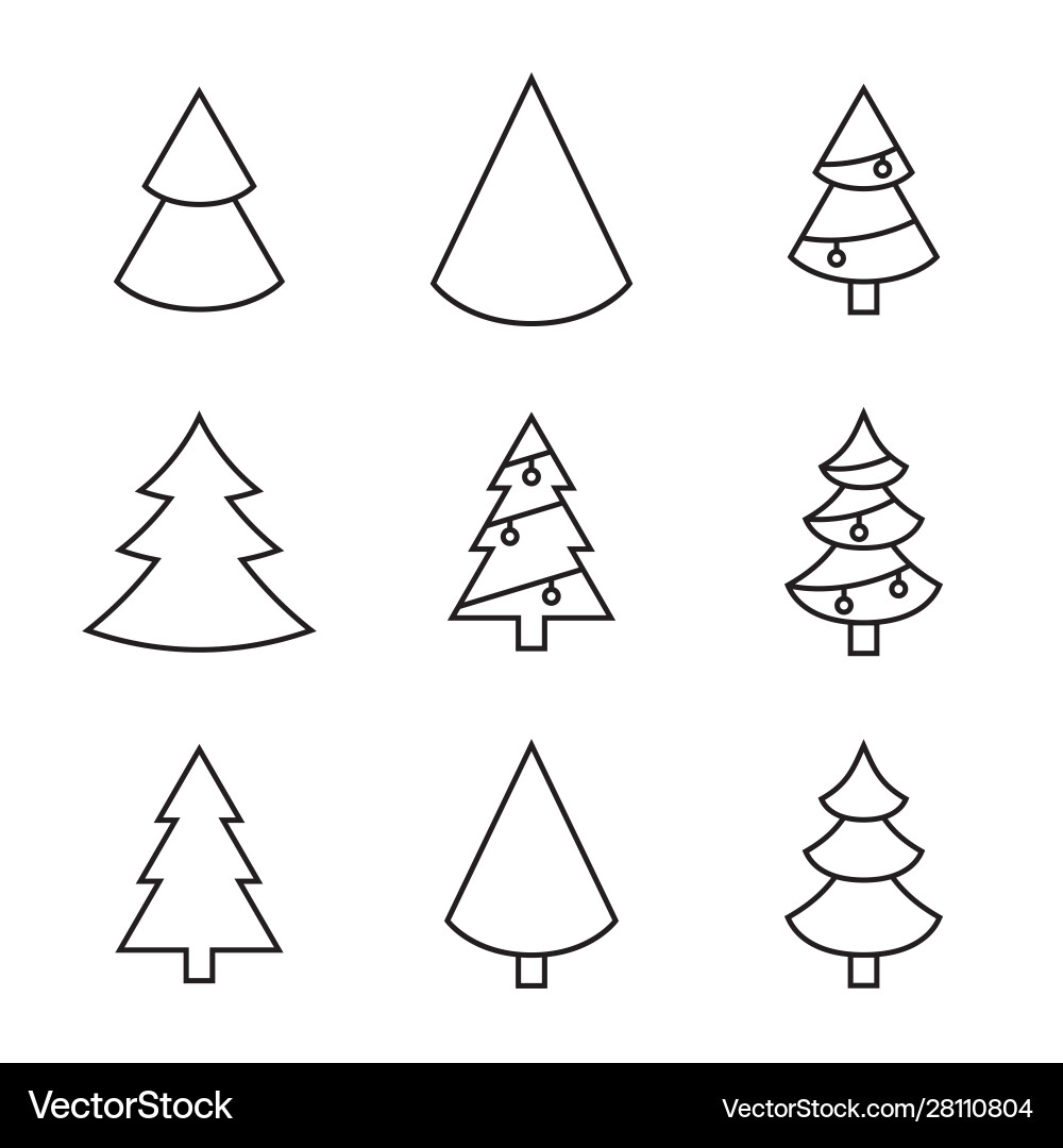 Set christmas tree Royalty Free Vector Image - VectorStock