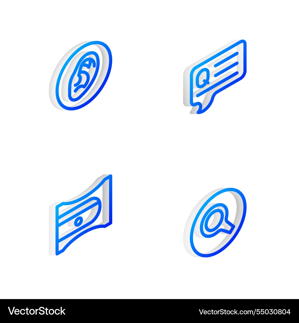 Set isometric line speech bubbles with question Set isometric line speech bubbles with question vector image