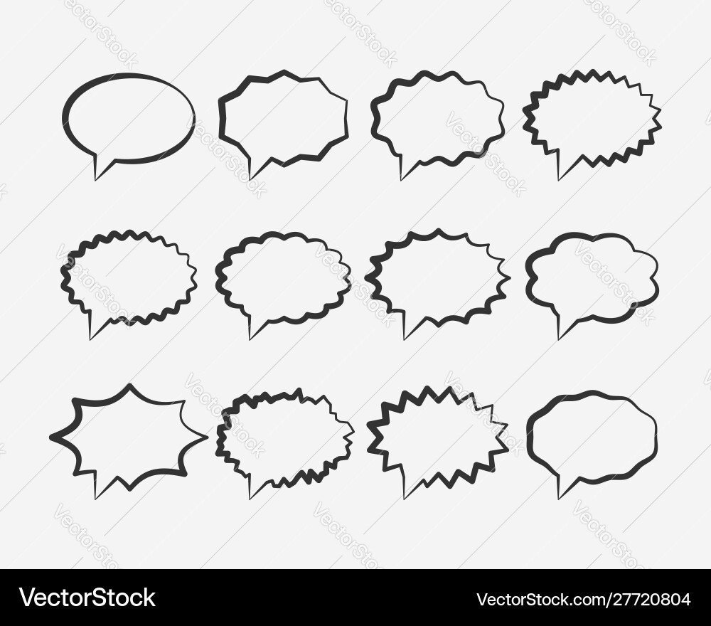 Set talk bubbles speech blank empty bubble icon vector image
