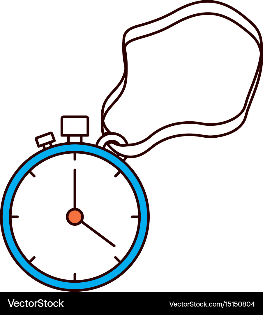 Silhouette color sections of stopwatch with timer vector image