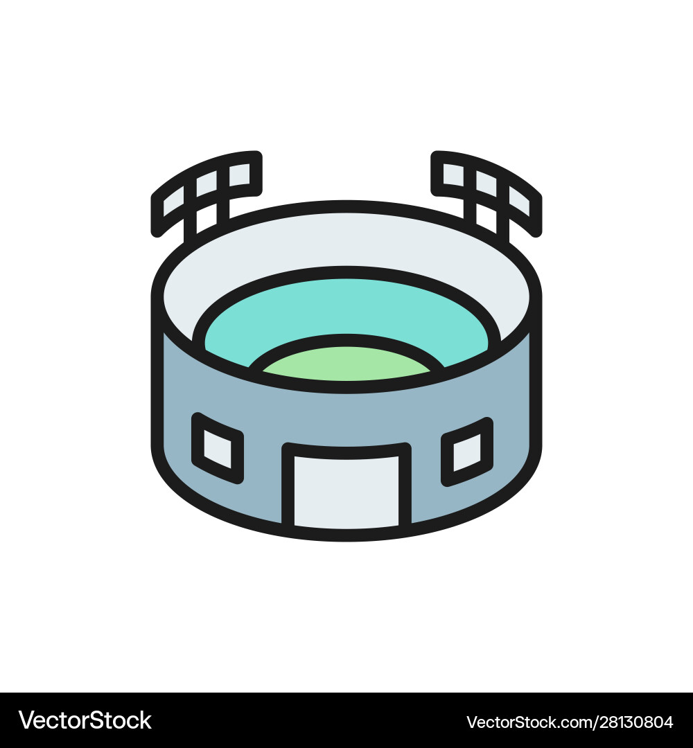 Sports stadium with spotlights flat color icon Sports stadium with spotlights flat color icon vector image