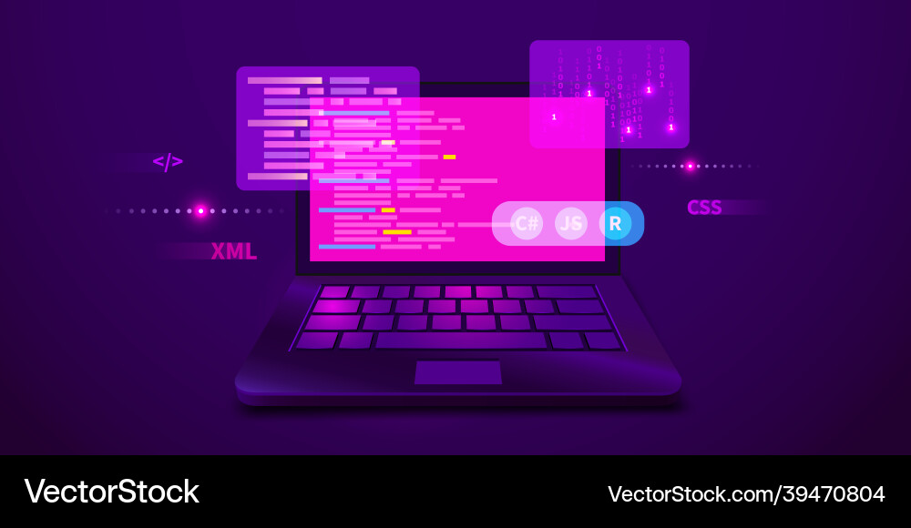Web development coding and programming futuristic Web development coding and programming futuristic vector image
