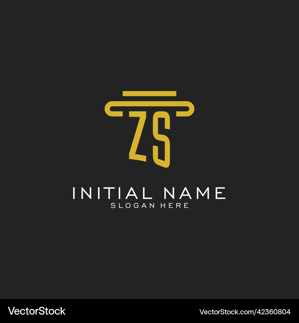Zs initial logo with simple pillar style design Zs initial logo with simple pillar style design Vector Image