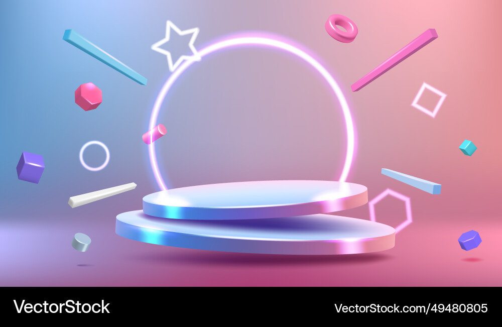 3d podium product platform holographic effect vector image