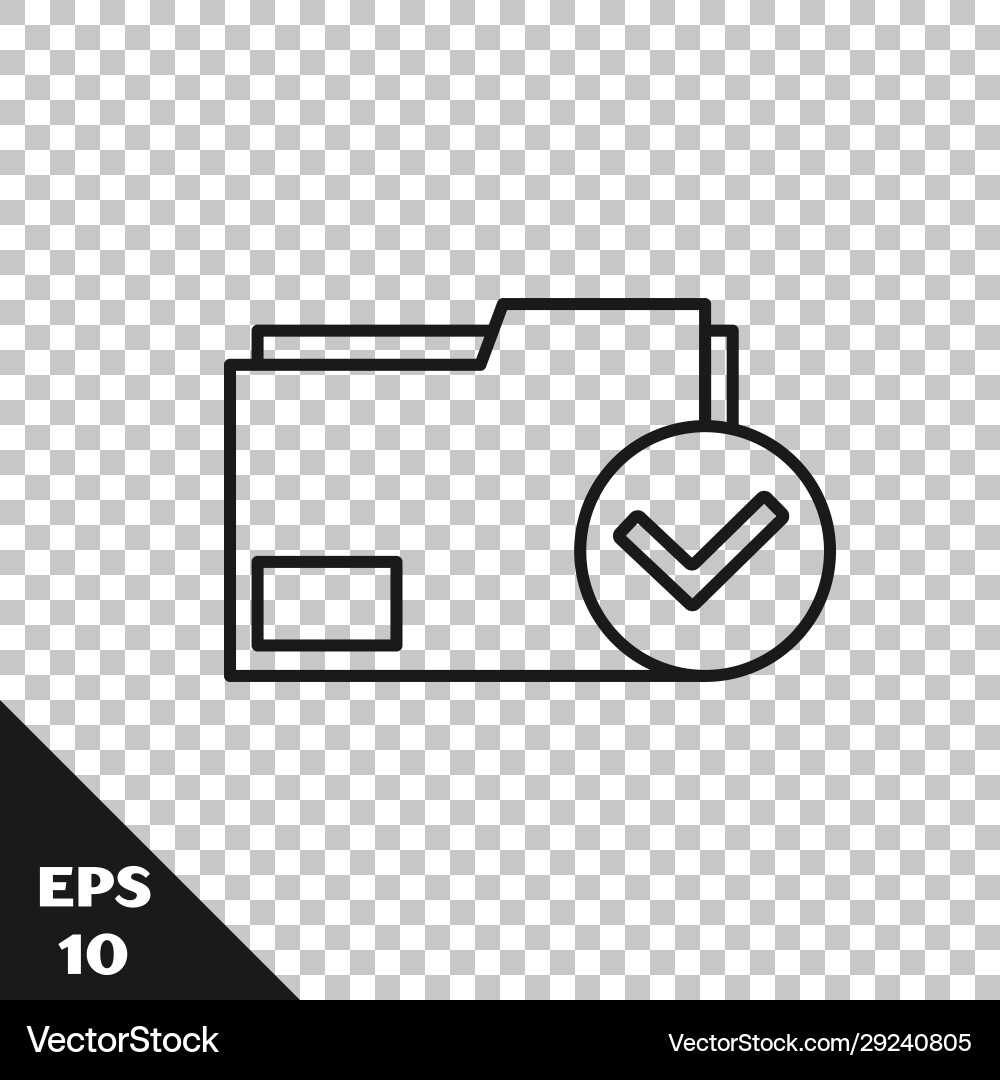 Black line document folder and check mark icon vector image