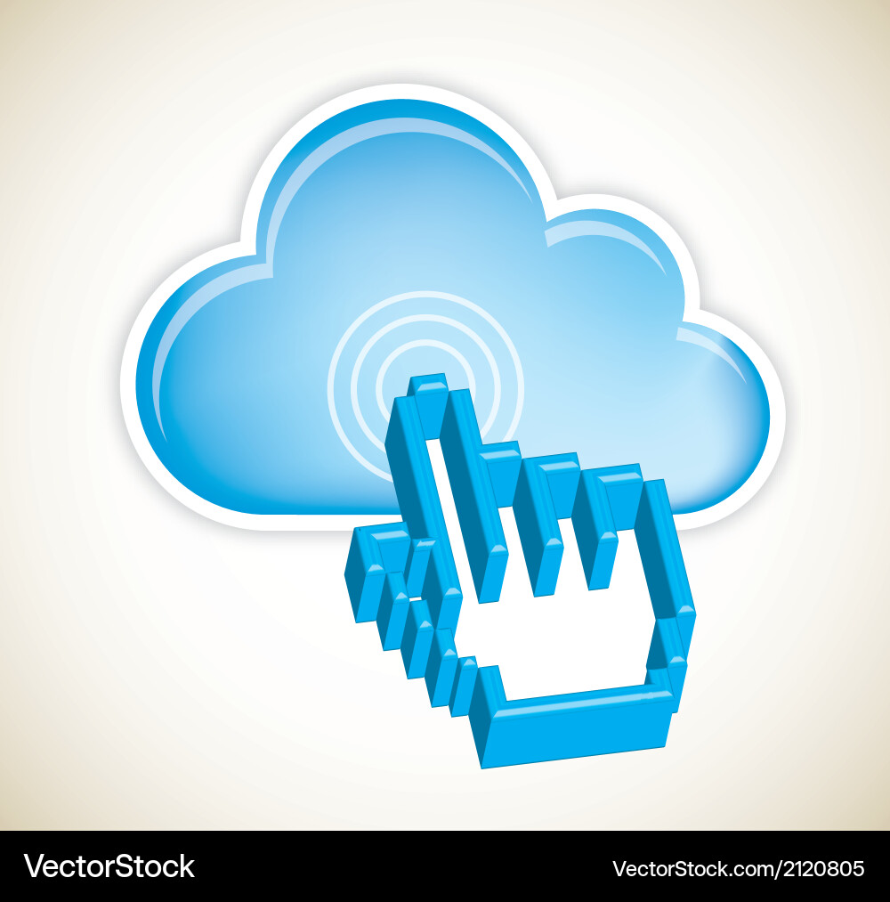 Cloud computing with 3d cursor hand Vector Image