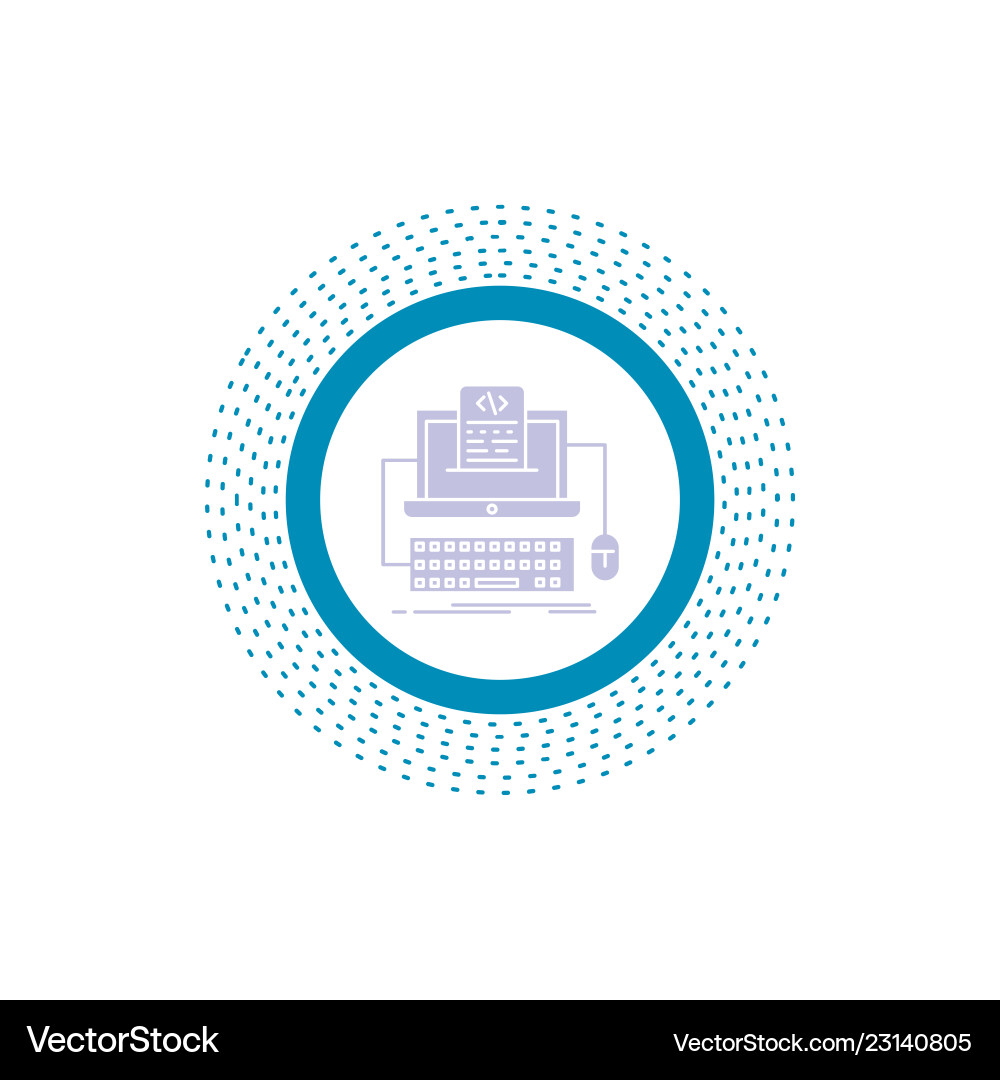 Code coding computer monoblock screen glyph icon Vector Image