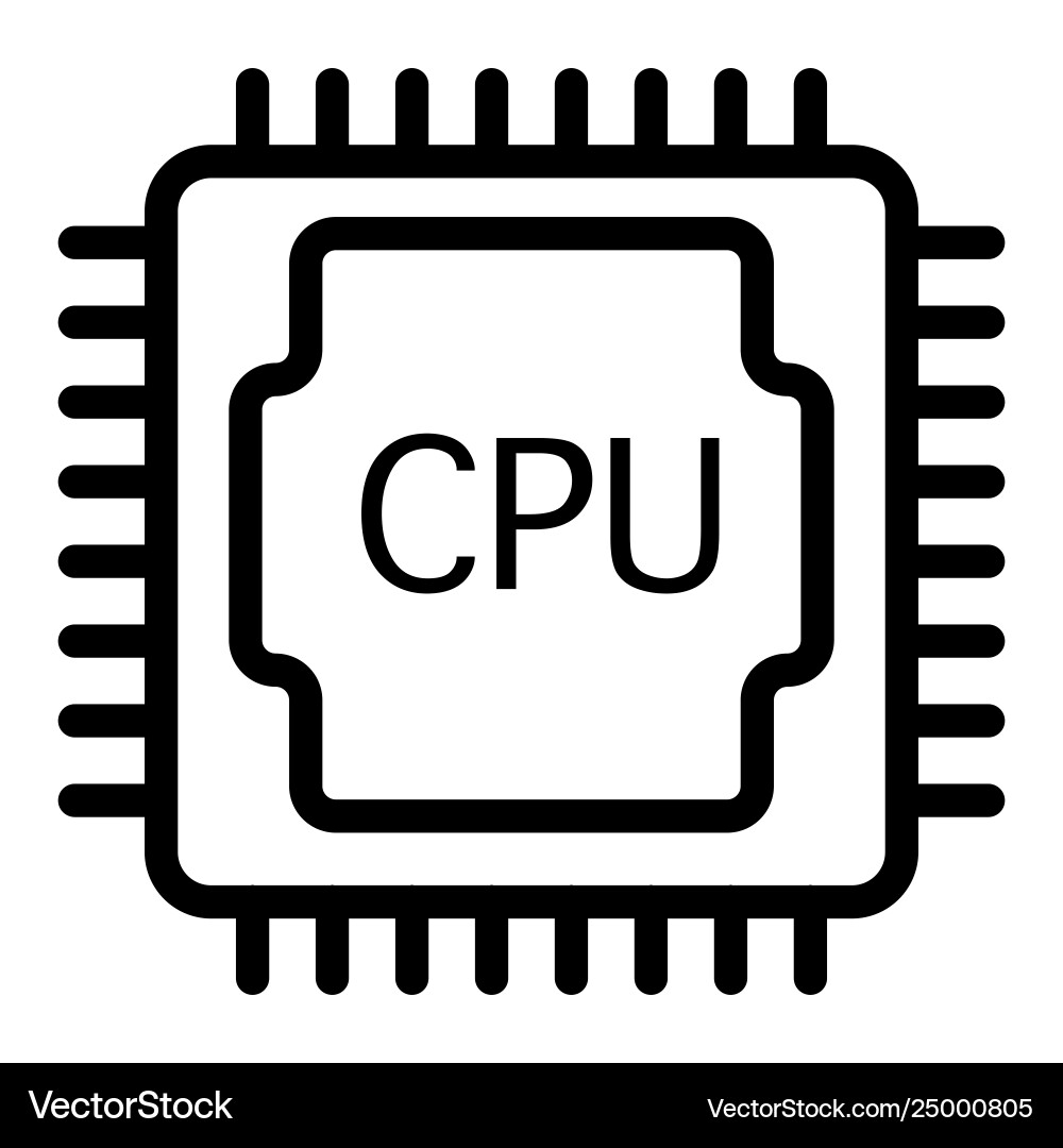Cpu line icon processor isolated Vector Image