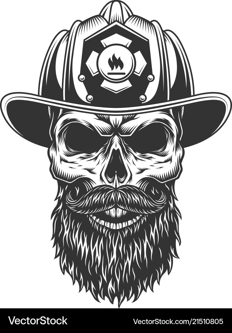 Fireman Skull with Beard vector image