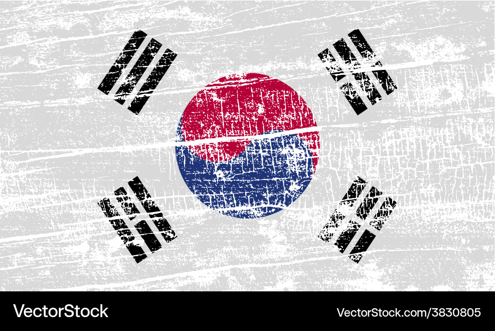 Flag of south korea with old texture Vector Image