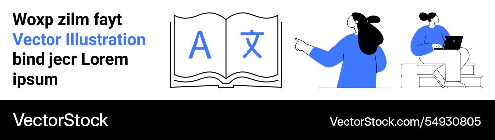 Language learning concept with open book person Language learning concept with open book person vector image