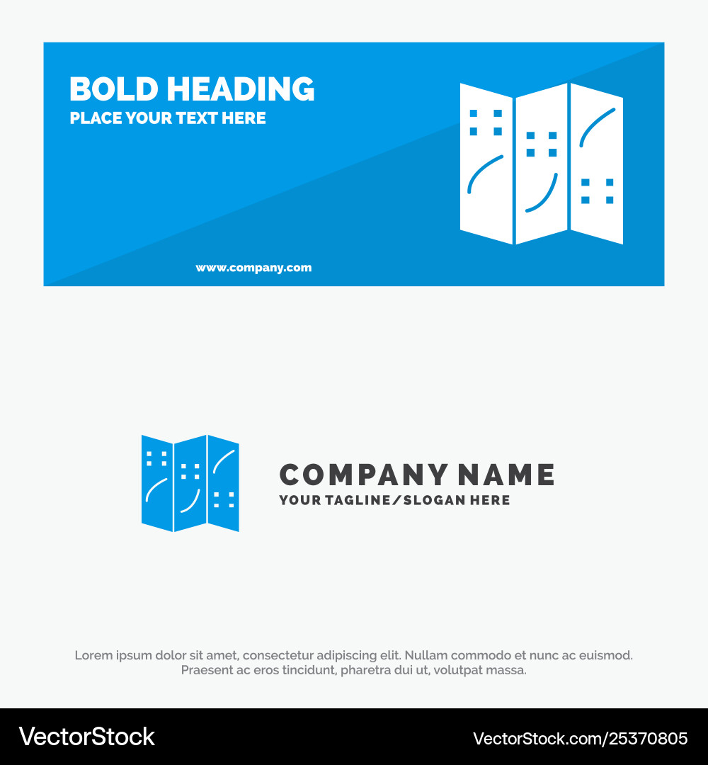 Map navigation location solid icon website banner Map navigation location solid icon website banner Vector Image