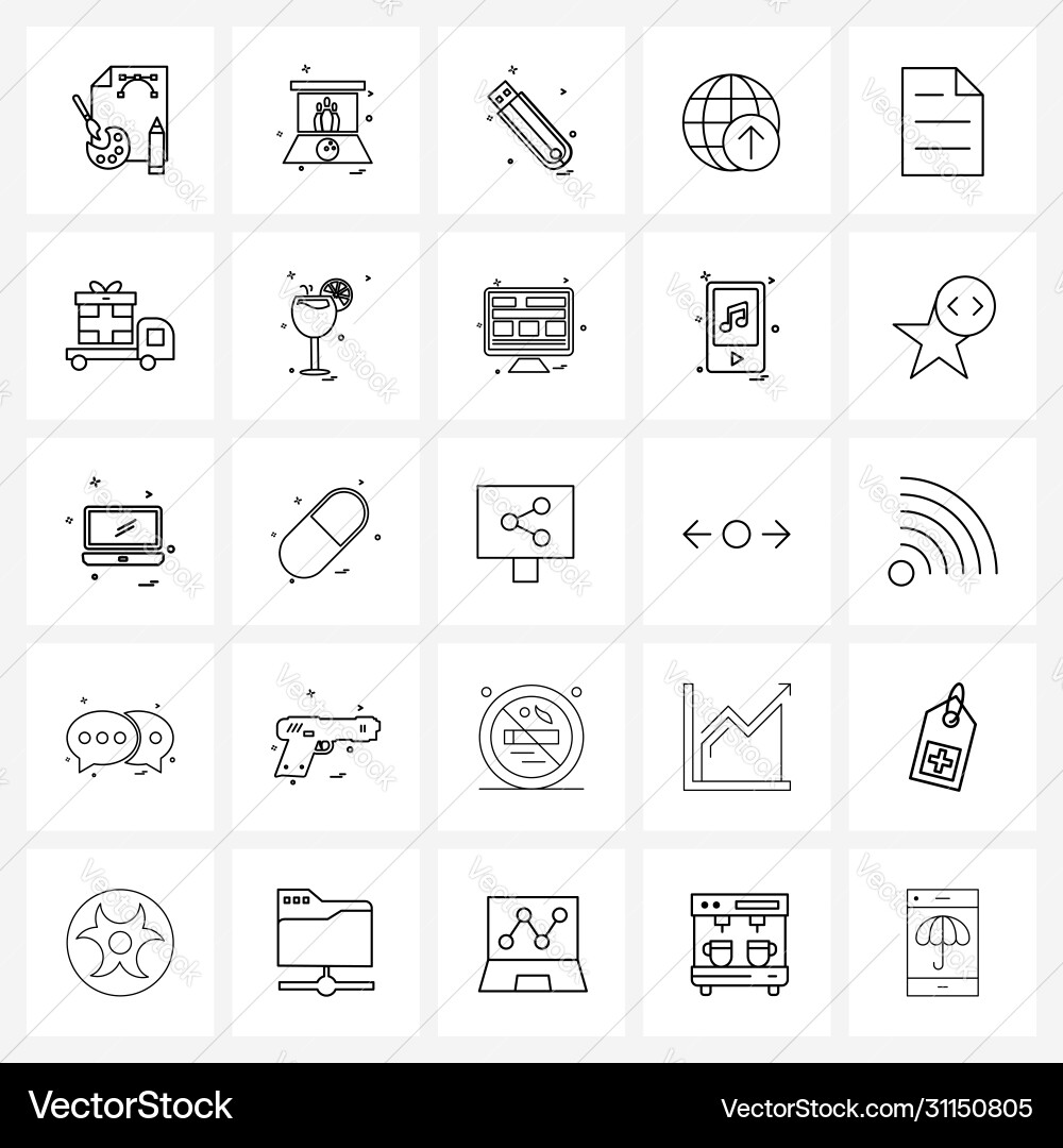 Modern line 25 simple icons document vector image