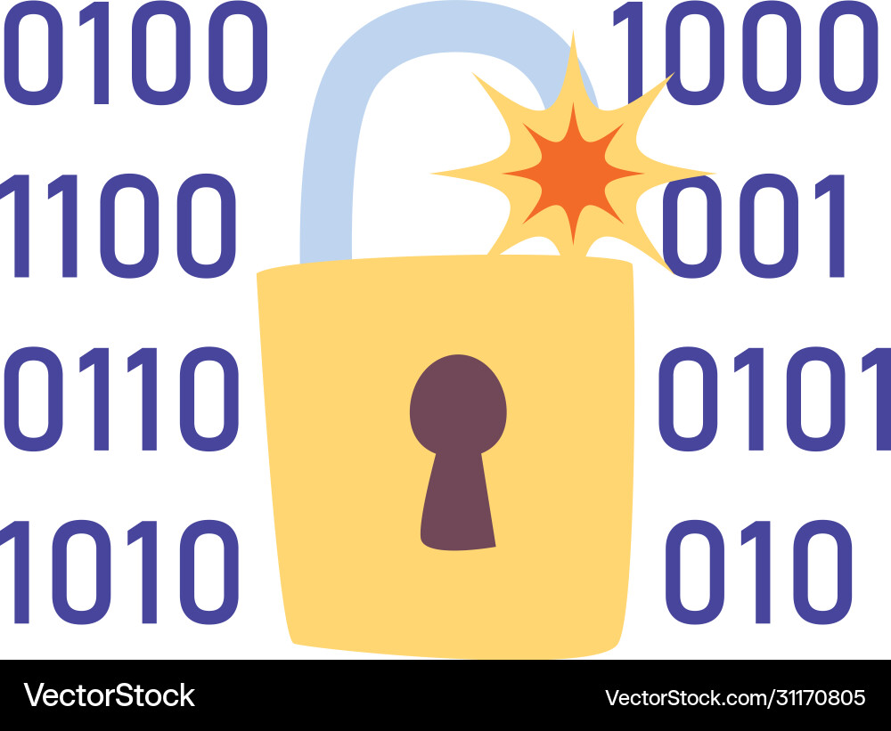 Padlock with code flat style icon design vector image