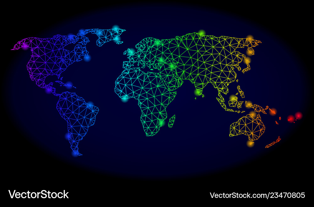 Polygonal wire frame spectrum mesh map Polygonal wire frame spectrum mesh map vector image