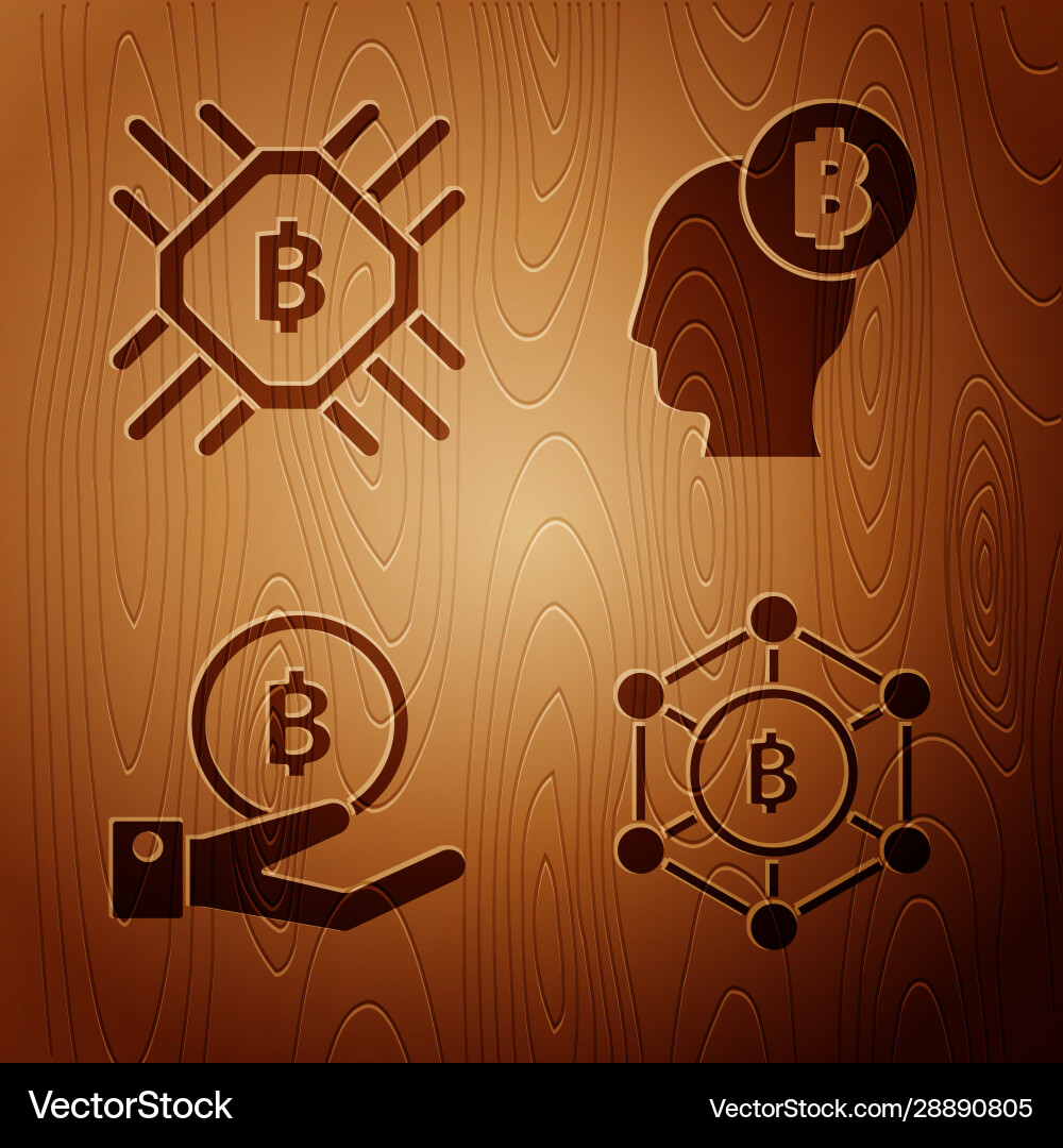 Set blockchain technology bitcoin cpu mining farm Vector Image