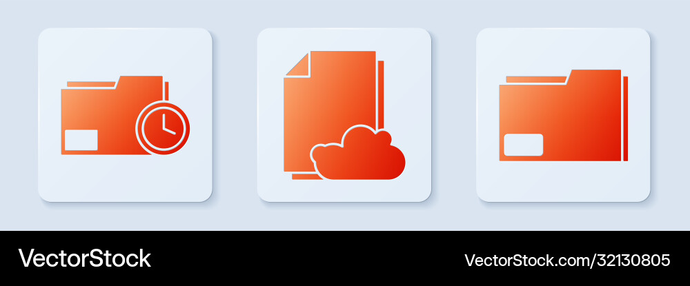 Set cloud storage text document folder vector image