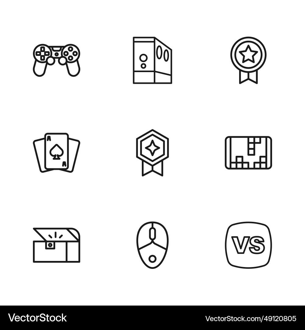 Set line computer mouse portable video game Set line computer mouse portable video game vector image