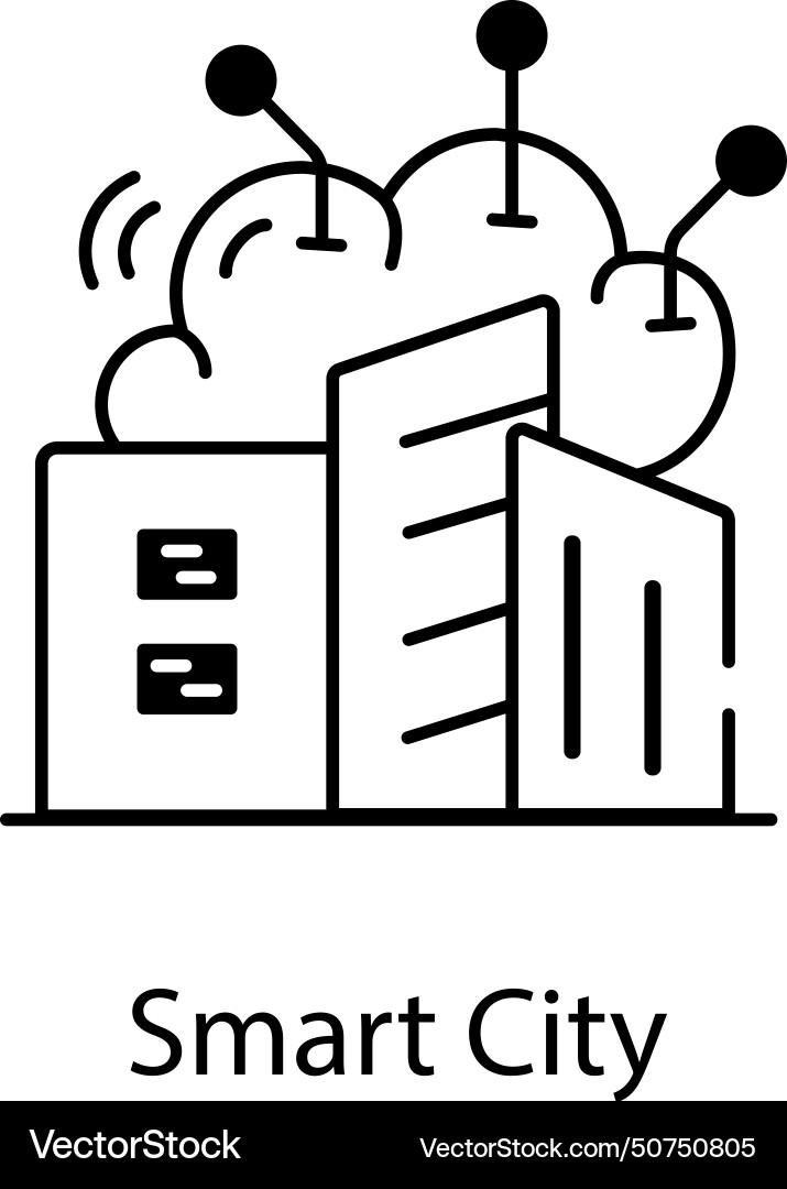 Smart city linear icons Royalty Free Vector Image