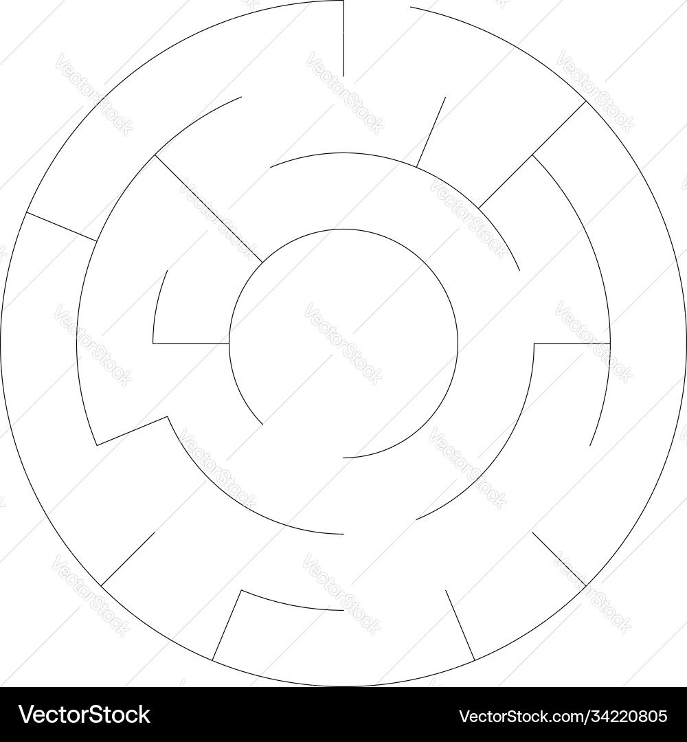 Solvable circle circular maze labyrinth puzzle Vector Image