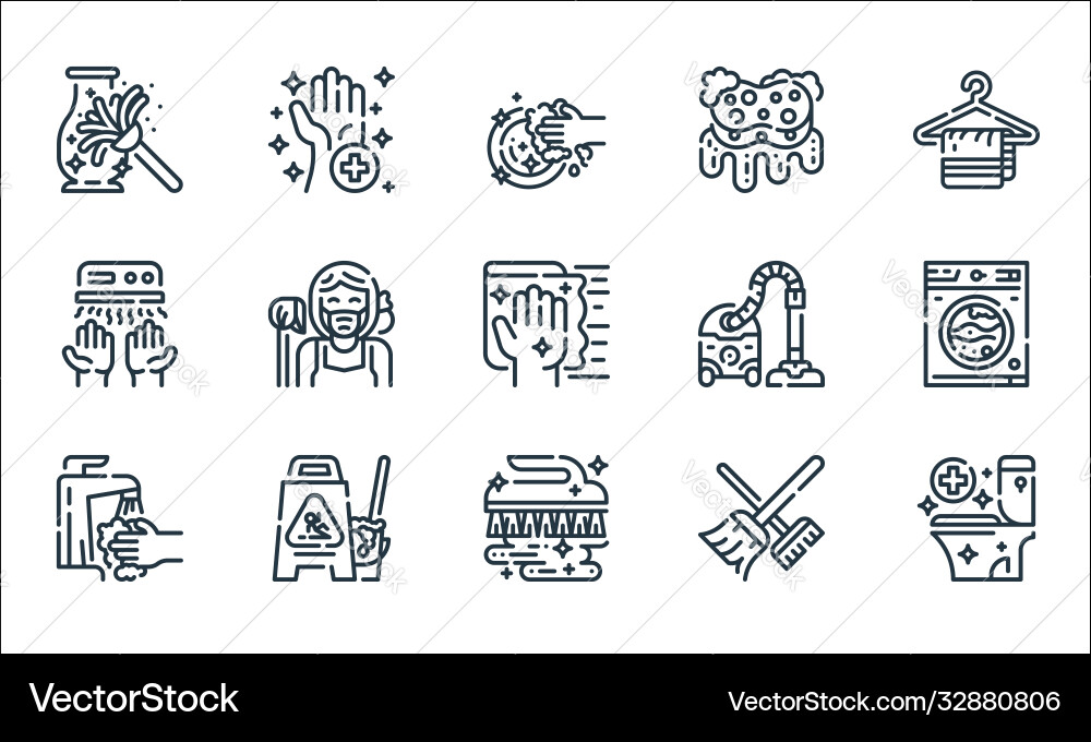 Cleaning line icons linear set quality Cleaning line icons linear set quality vector image