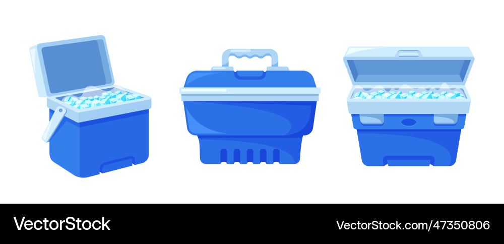Closed and open compact containers refrigerators Vector Image