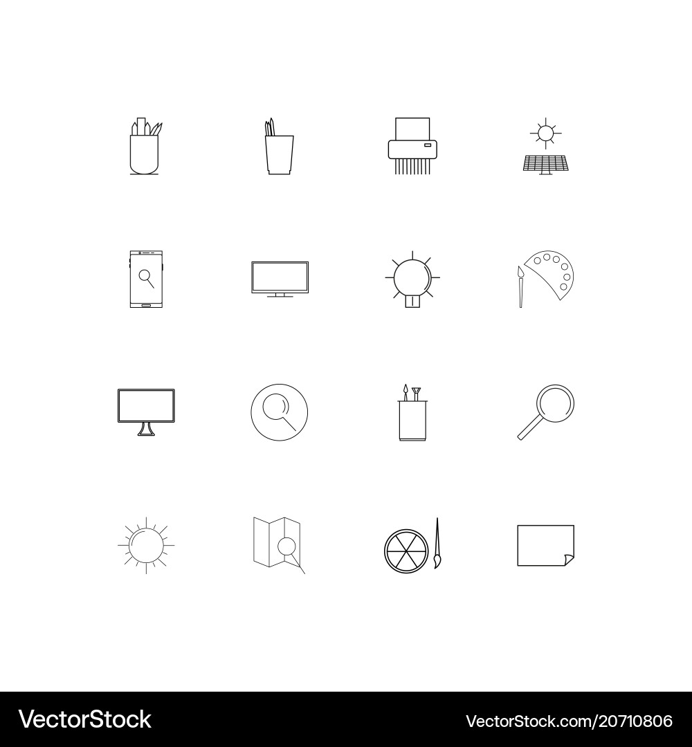 Creative process and design simple linear icons vector image