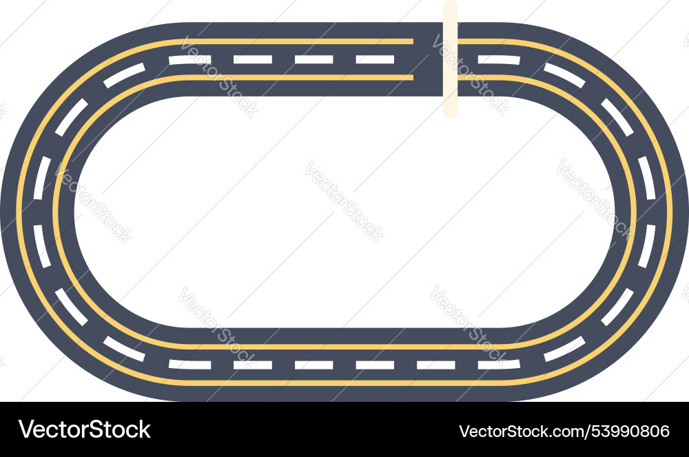 Empty oval asphalt race track with finish line top Empty oval asphalt race track with finish line top vector image