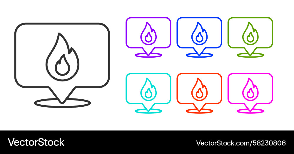 Fire Pointer Map Icon Set Vector Image