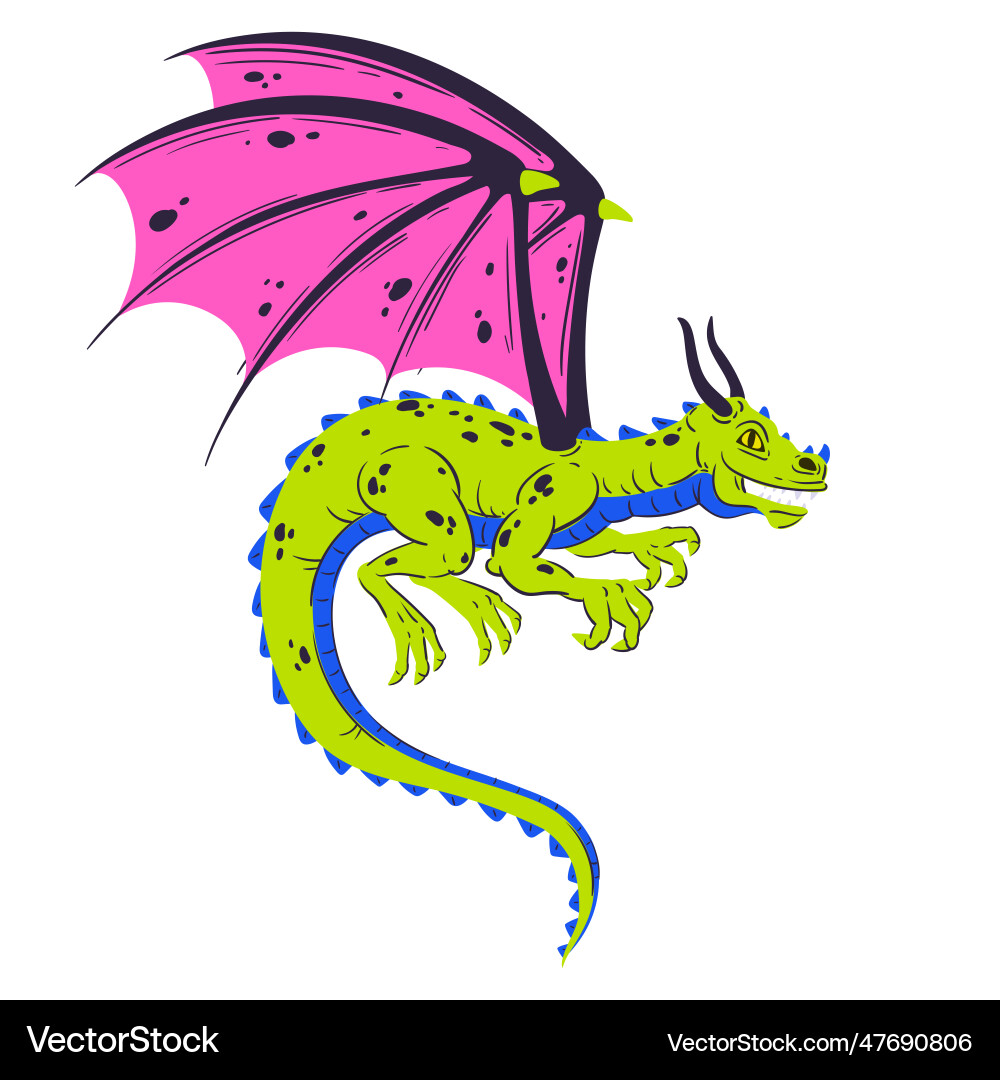 Flying dragon cartoon winged Flying dragon cartoon winged vector image