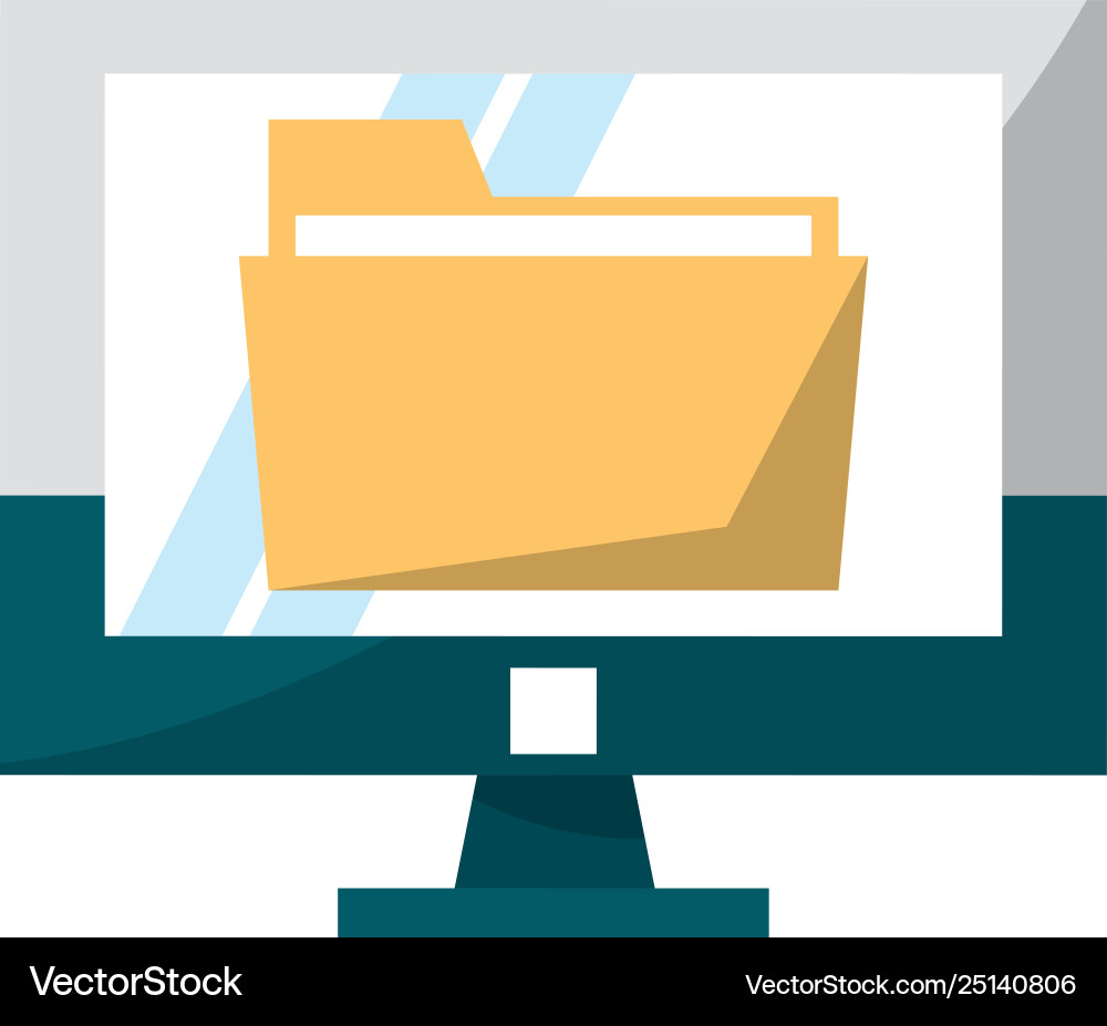 Folder on computer screen symbol vector image