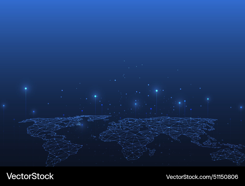Global network connection world map point vector image