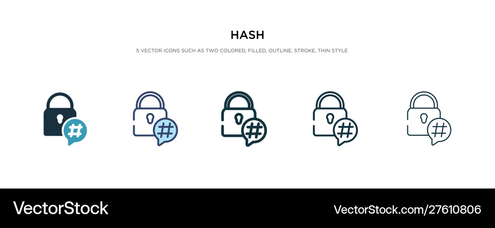 Hash icon in different style two colored Hash icon in different style two colored vector image