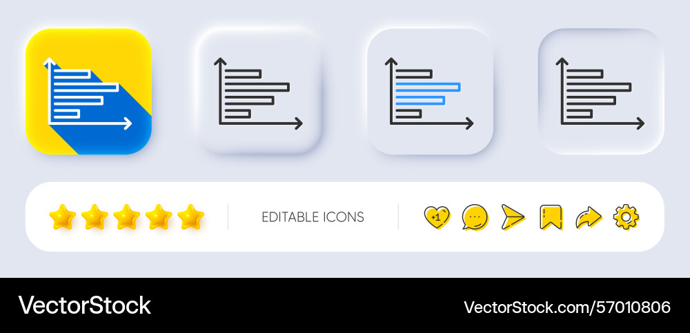 Horizontal chart line icon column graph sign Horizontal chart line icon column graph sign vector image