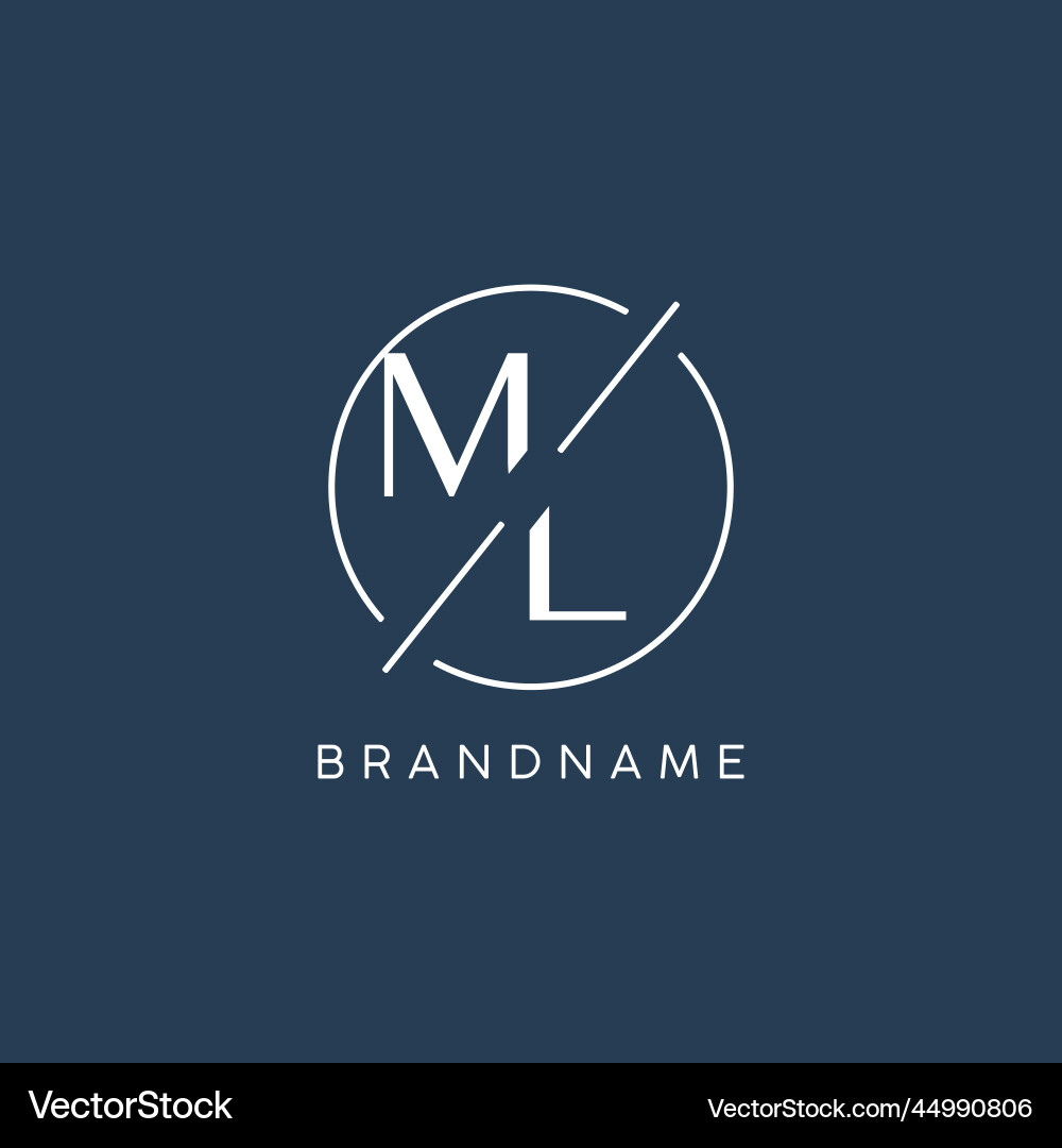 Initial letter ml logo monogram with circle line Vector Image