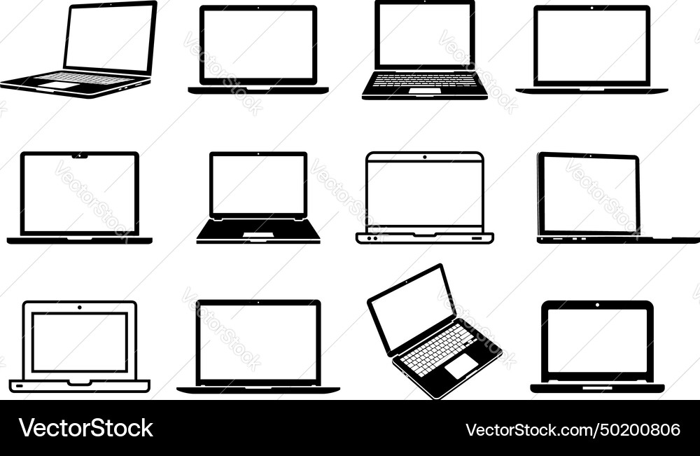 Laptop icons set computers in different Vector Image