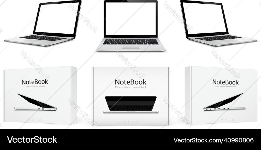 Laptop-Mock up mit transparentem Bildschirm isoliert Vektorbild