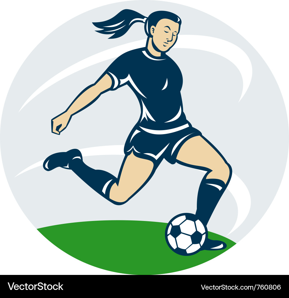 Mädchen Kicking Fußball - Cartoon Style vektorbild