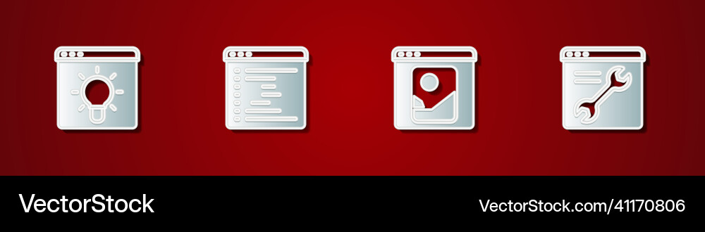 Set browser window photo retouching and setting Set browser window photo retouching and setting vector image