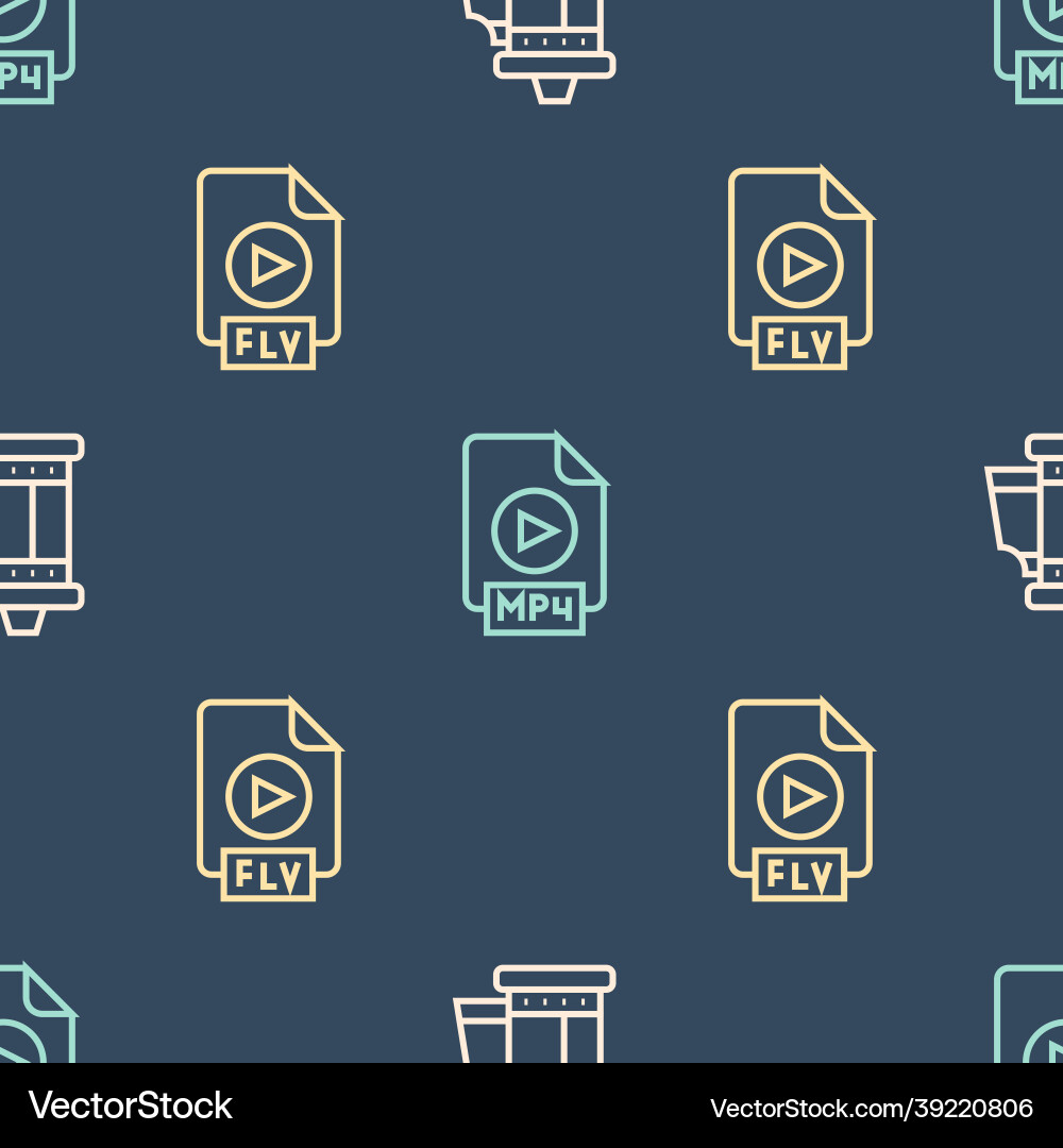 Set line camera roll cartridge flv file document vector image