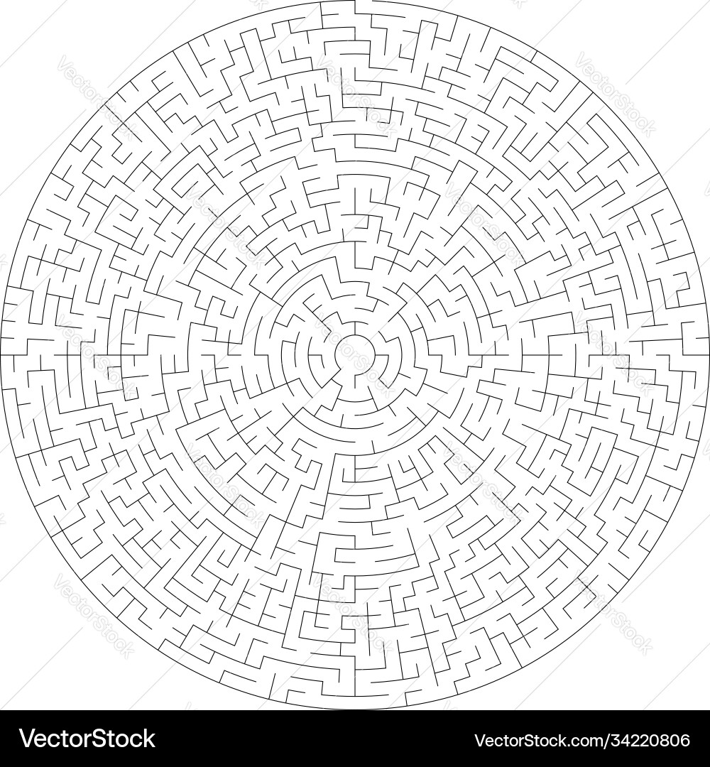 Solvable circle circular maze labyrinth puzzle Solvable circle circular maze labyrinth puzzle Vector Image