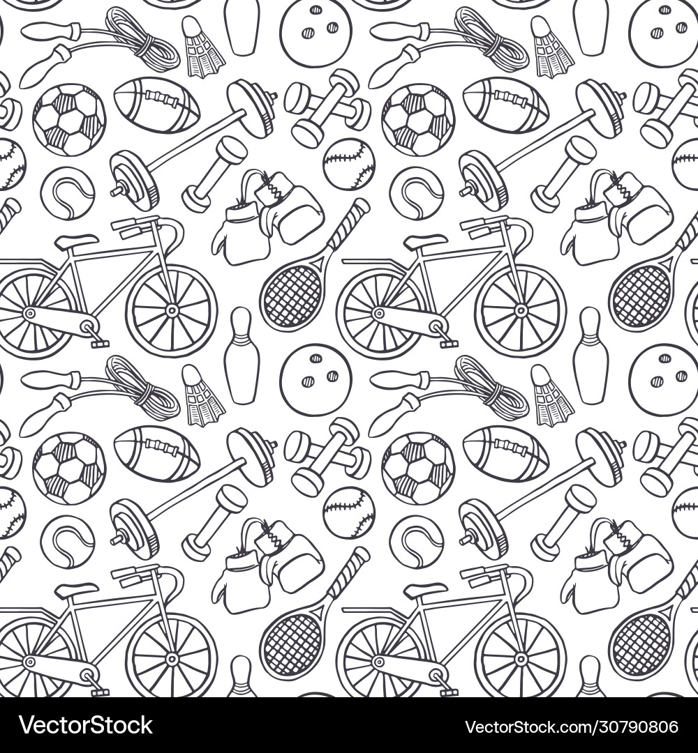 Sport Equipment Seamless Pattern Royalty Free Vector Image