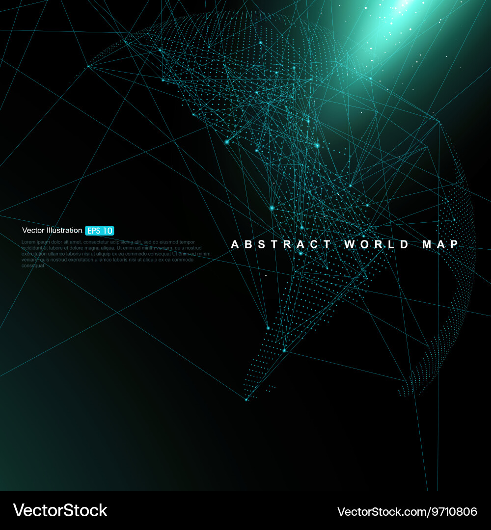 Three-dimensional abstract planet dot world map Vector Image