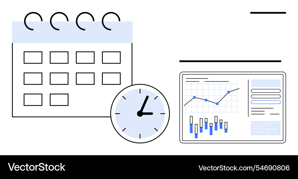 Time management concept with calendar clock Time management concept with calendar clock vector image