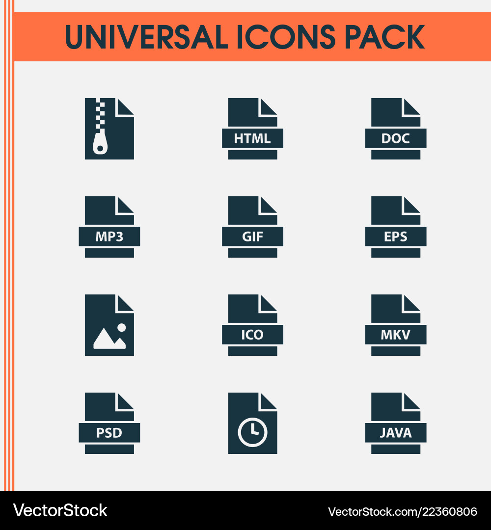 Types icons set with file doc temporary Types icons set with file doc temporary vector image